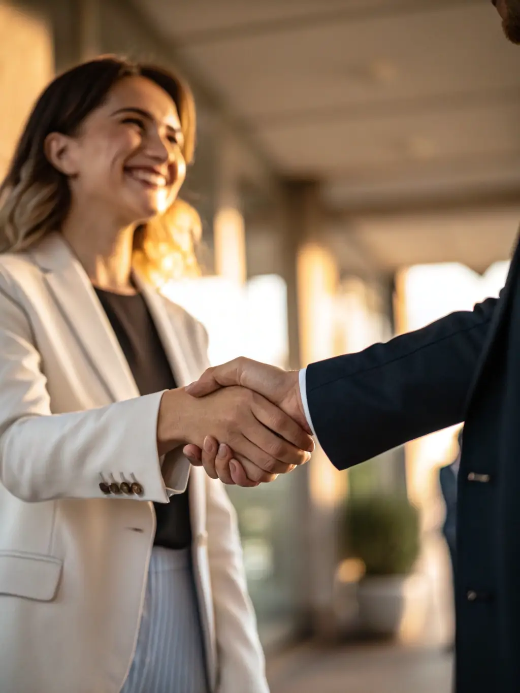 A close-up shot of a handshake between a contractor and a subcontractor, symbolizing trust and a successful partnership facilitated by SubRyl.