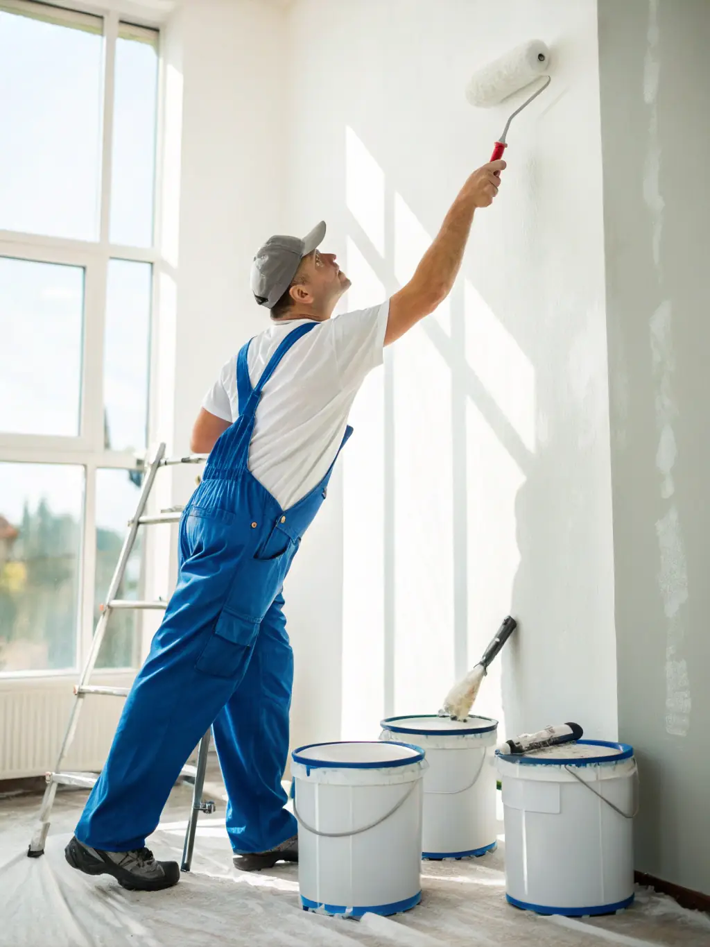 A painter carefully applying a fresh coat of paint to the interior wall of a home, creating a vibrant and appealing space.
